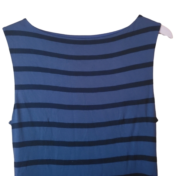 Ann Taylor Loft black gray striped sleeveless midi  dress - Picture 4 of 7